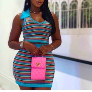 Stripe Sweater Knit Bodycon Skirt Set